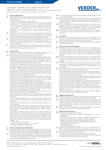 General Terms and Conditions for Service & Maintenance