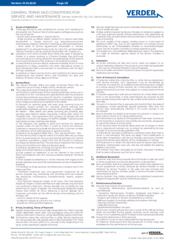 General Terms and Conditions for Service & Maintenance