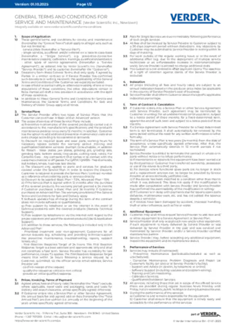 General Terms and Conditions for Service & Maintenance