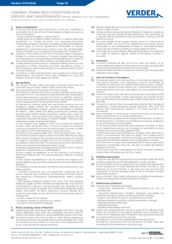General Terms and Conditions for Service & Maintenance